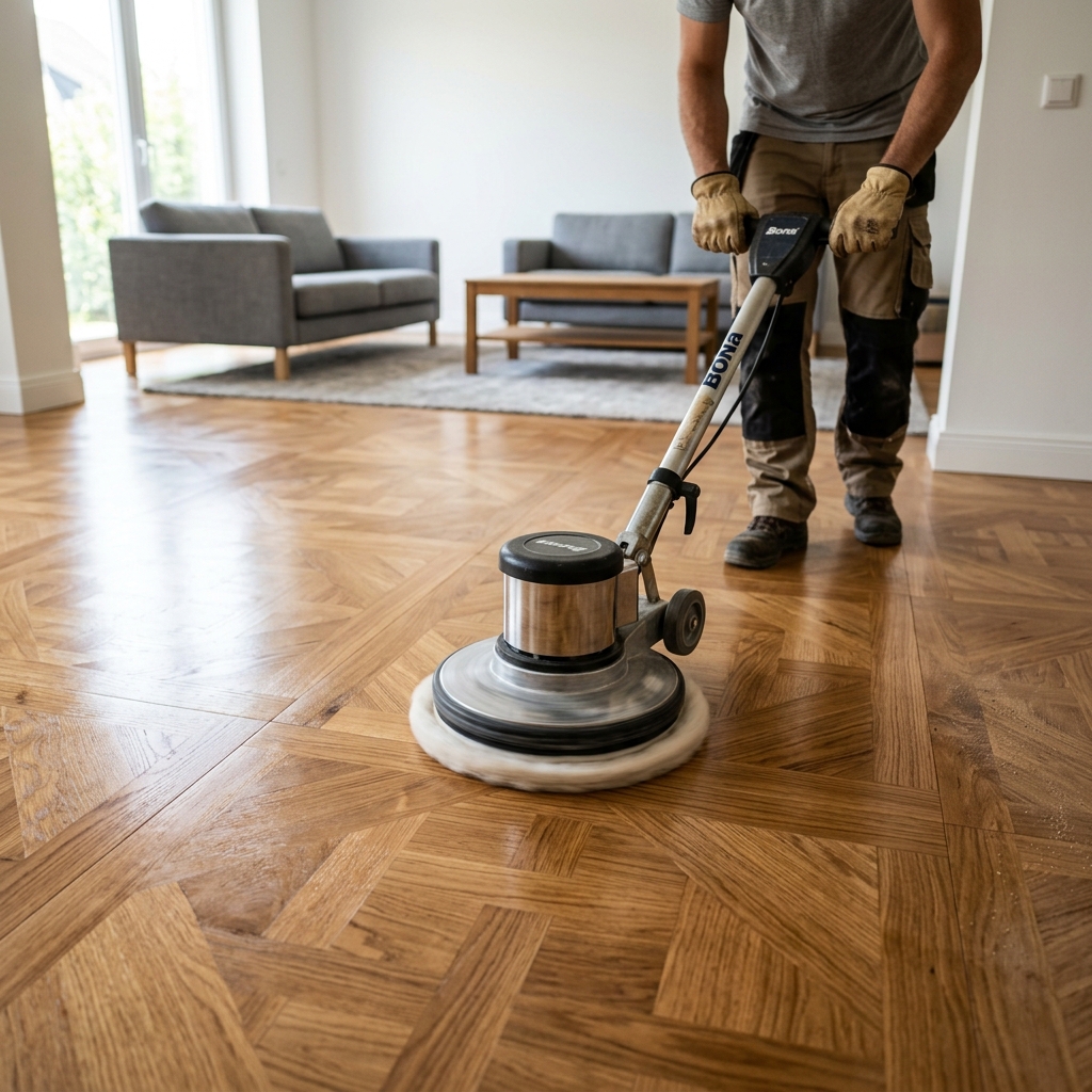 Oak Wood Parquet Flooring Restoration